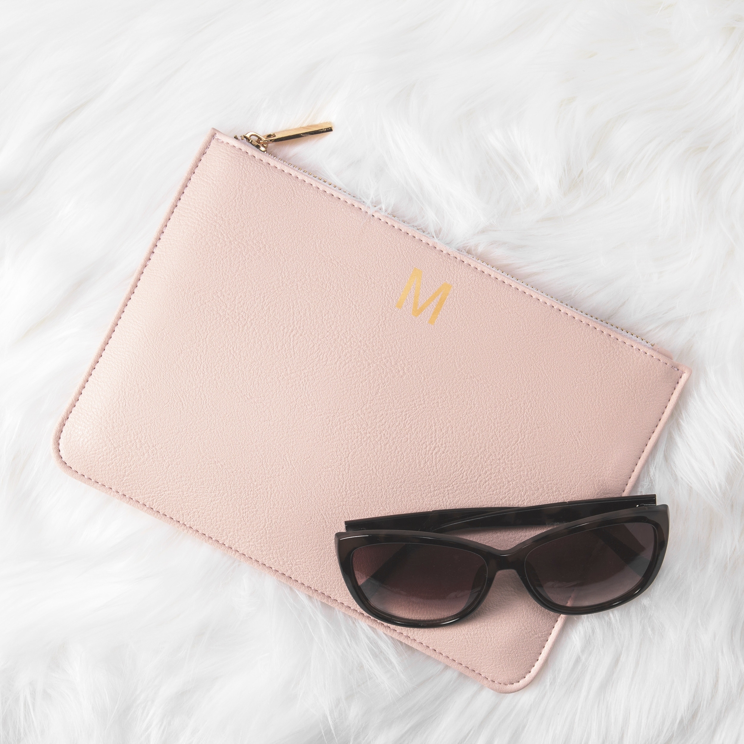 blush leather clutch