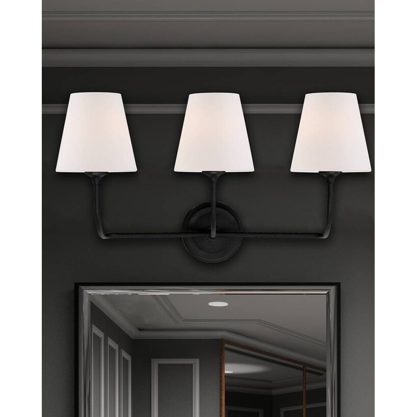 Shop Modern 3 Light Black Forged Bath Vanity Fixture Overstock