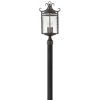 Hinkley Casa 3-Light Outdoor Post Mount in Olde Black with Clear Seedy