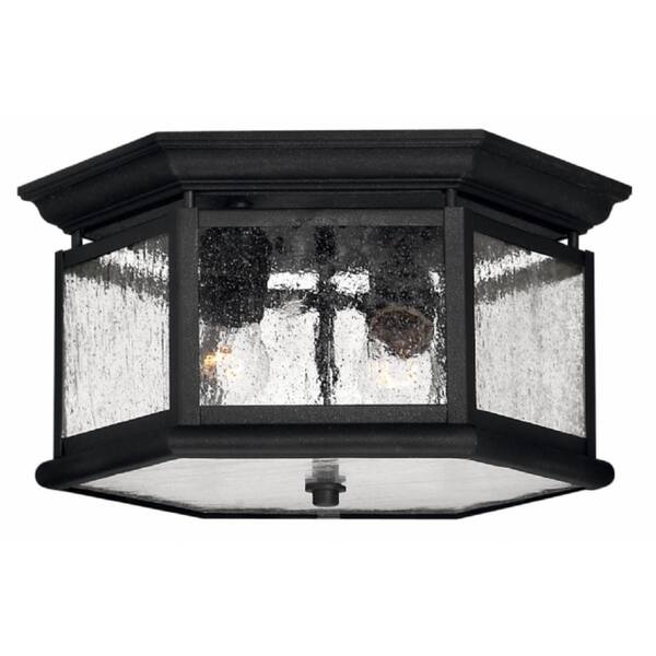 slide 1 of 1, Hinkley Edgewater 2-Light Outdoor Flush Mount in Black
