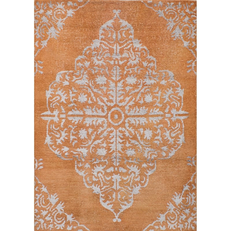 Hand-knotted La Seda Turquoise Silk, Wool Rug