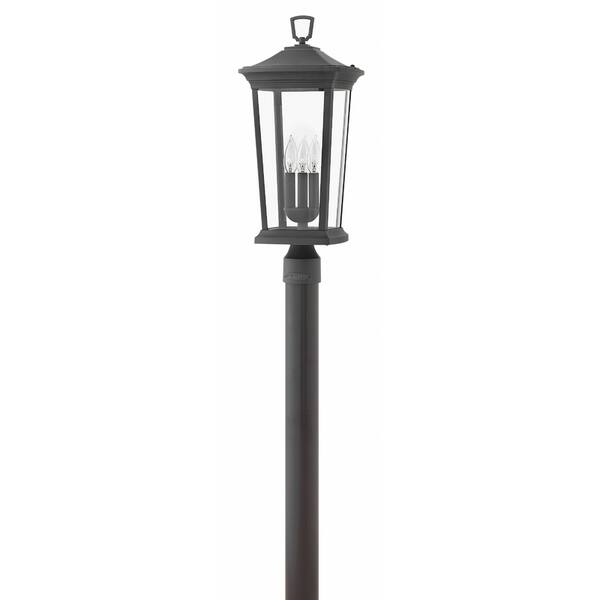 slide 1 of 1, Hinkley Bromley 3-Light Outdoor Post Mount in Museum Black