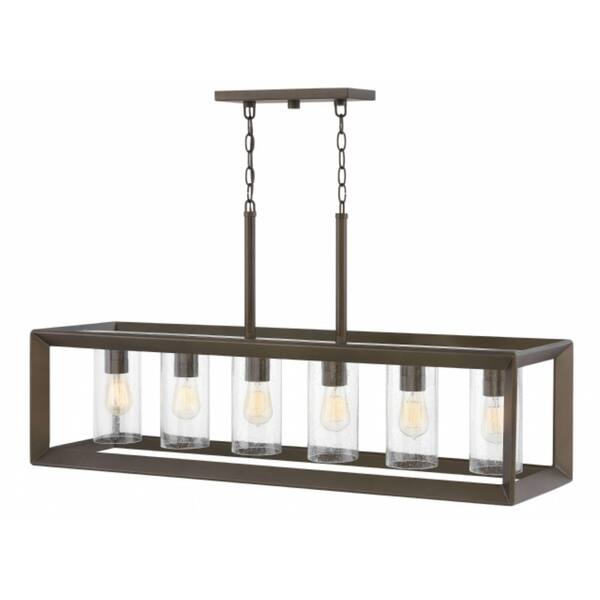 slide 1 of 1, Hinkley Rhodes 6-Light Outdoor Linear Chandelier in Warm Bronze