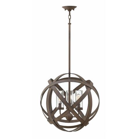 Hinkley Carson 3-Light Outdoor Chandelier in Vintage Iron