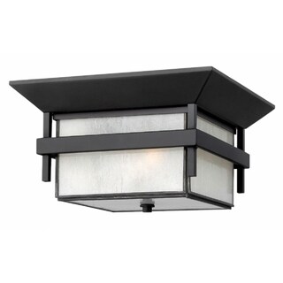 Hinkley Harbor 2-Light Outdoor Flush Mount in Satin Black