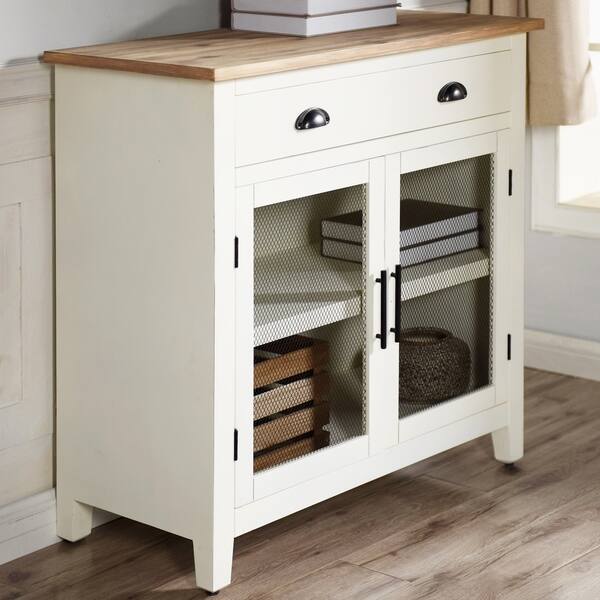 Shop Quail Farm 2 Door White And Natural Shelf Cabinet On Sale