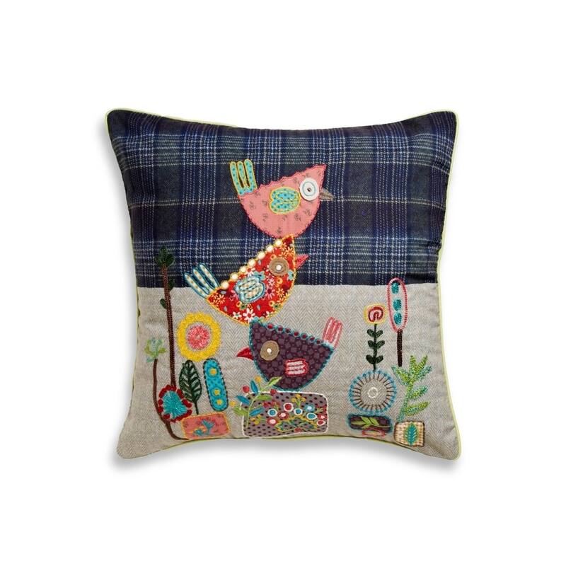 Cotton Home Birdie Stack Cotton 18 Inch Throw Pillow