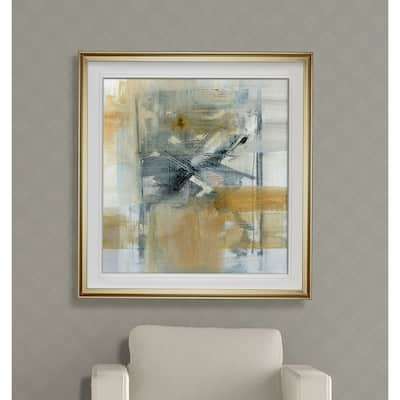 Reflections I -Custom Framed Print - blue, white, grey, yellow, green, silver, gold