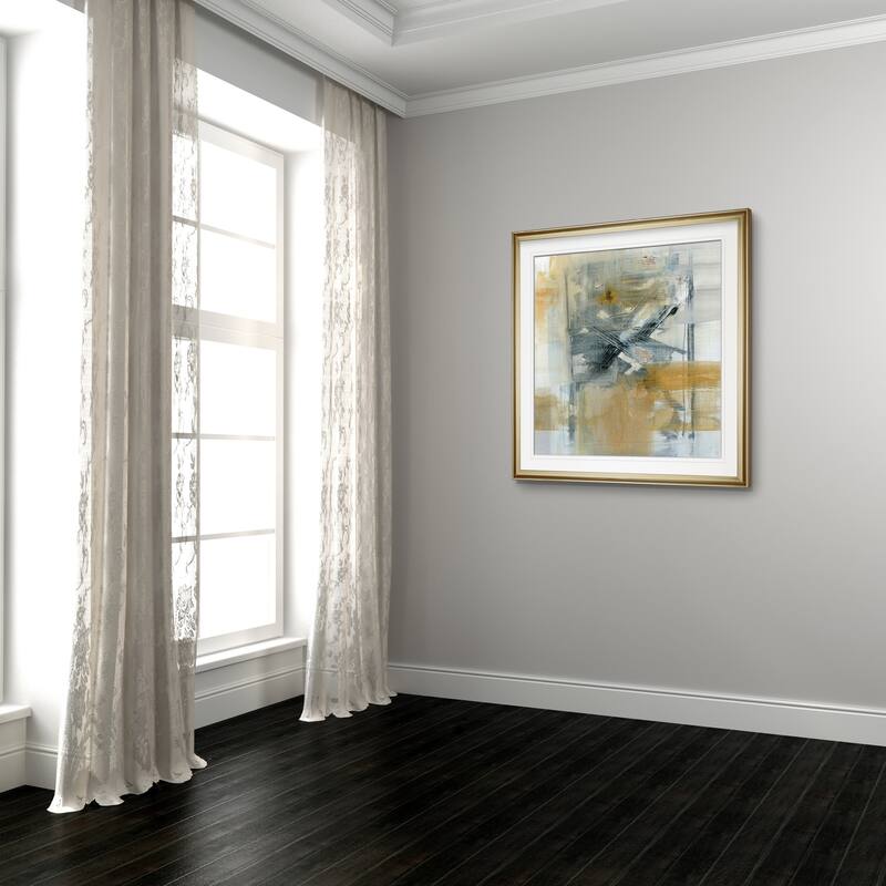 Reflections I -Custom Framed Print - blue, white, grey, yellow, green, silver, gold