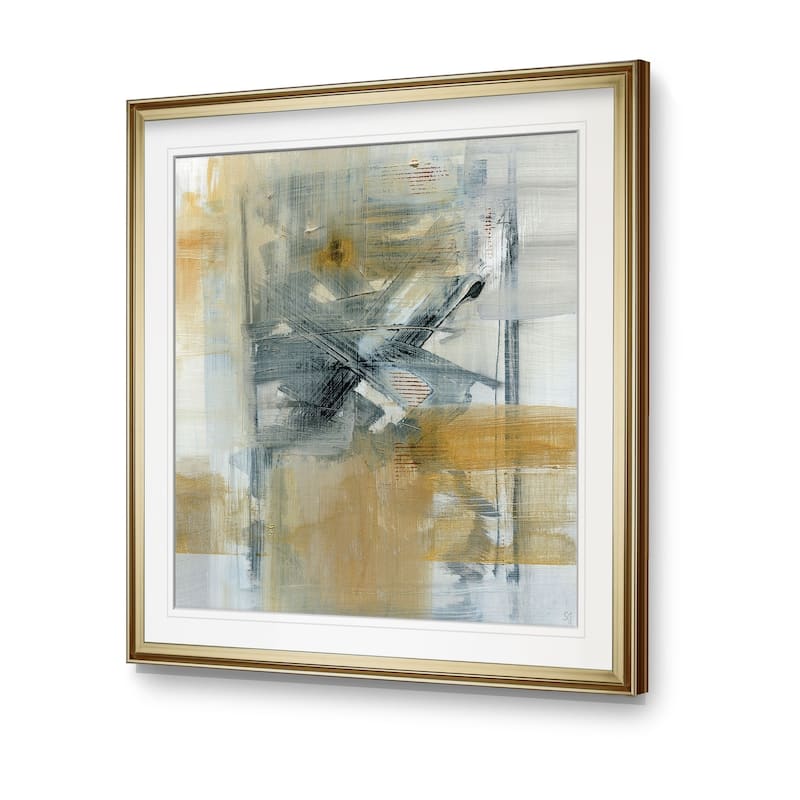 Reflections I -Custom Framed Print - blue, white, grey, yellow, green, silver, gold