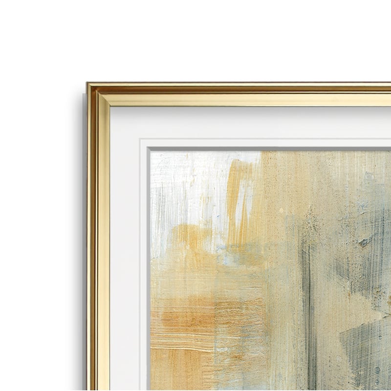Reflections I -Custom Framed Print - blue, white, grey, yellow, green, silver, gold
