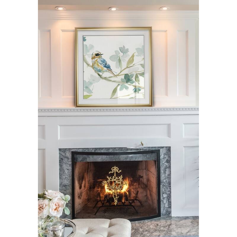 Spring Melody I -Custom Framed Print - blue, white, grey, yellow, green, silver, gold