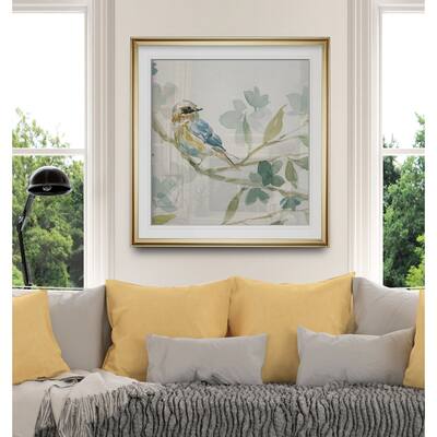 Spring Melody I -Custom Framed Print - blue, white, grey, yellow, green, silver, gold