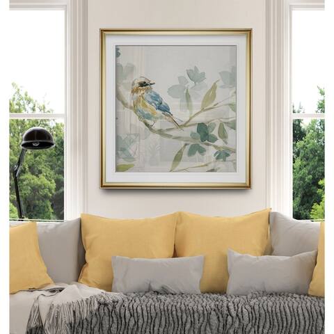 Spring Melody I -Custom Framed Print - blue, white, grey, yellow, green, silver, gold