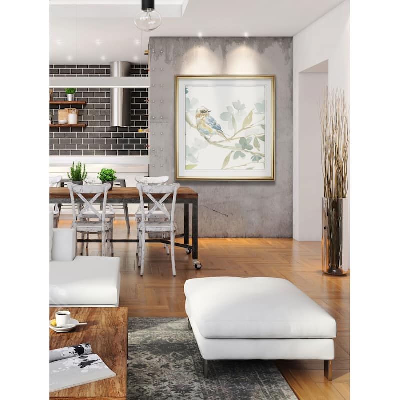 Spring Melody I -Custom Framed Print - blue, white, grey, yellow, green, silver, gold