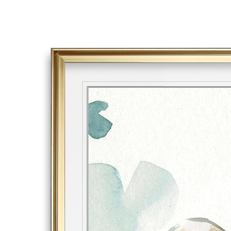 Spring Melody I -Custom Framed Print - blue, white, grey, yellow, green, silver, gold