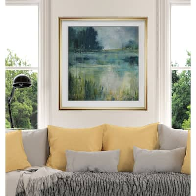 Reflections Edge -Custom Framed Print - blue, white, grey, yellow, green, silver, gold