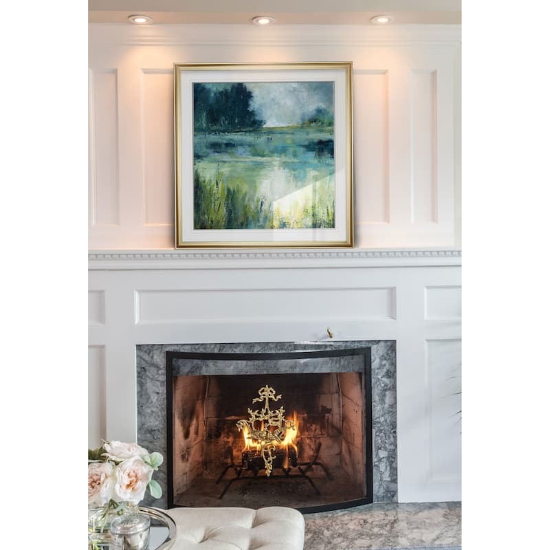 Reflections Edge -Custom Framed Print - blue, white, grey, yellow, green, silver, gold