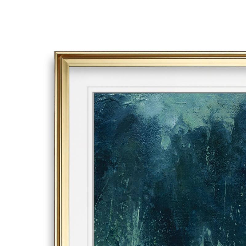 Reflections Edge -Custom Framed Print - blue, white, grey, yellow, green, silver, gold