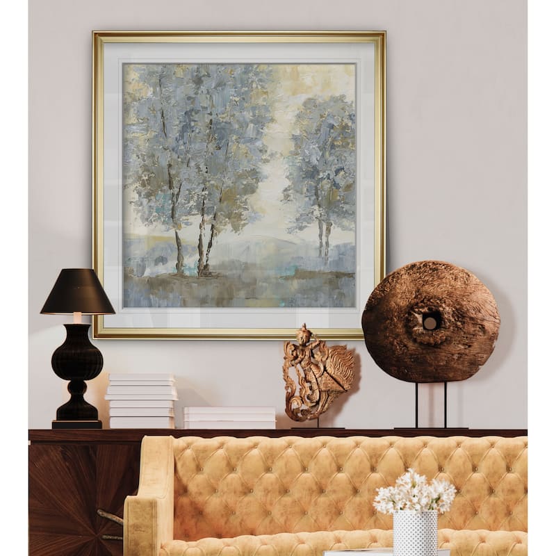 Soft Sentinel II -Custom Framed Print - blue, white, grey, yellow, green, silver, gold