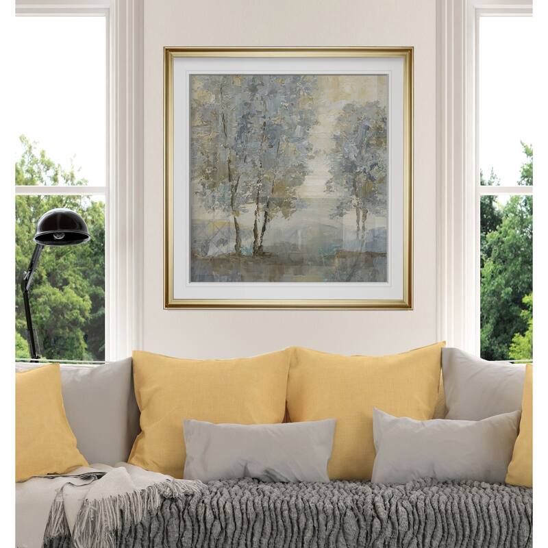 Soft Sentinel II -Custom Framed Print - blue, white, grey, yellow, green, silver, gold