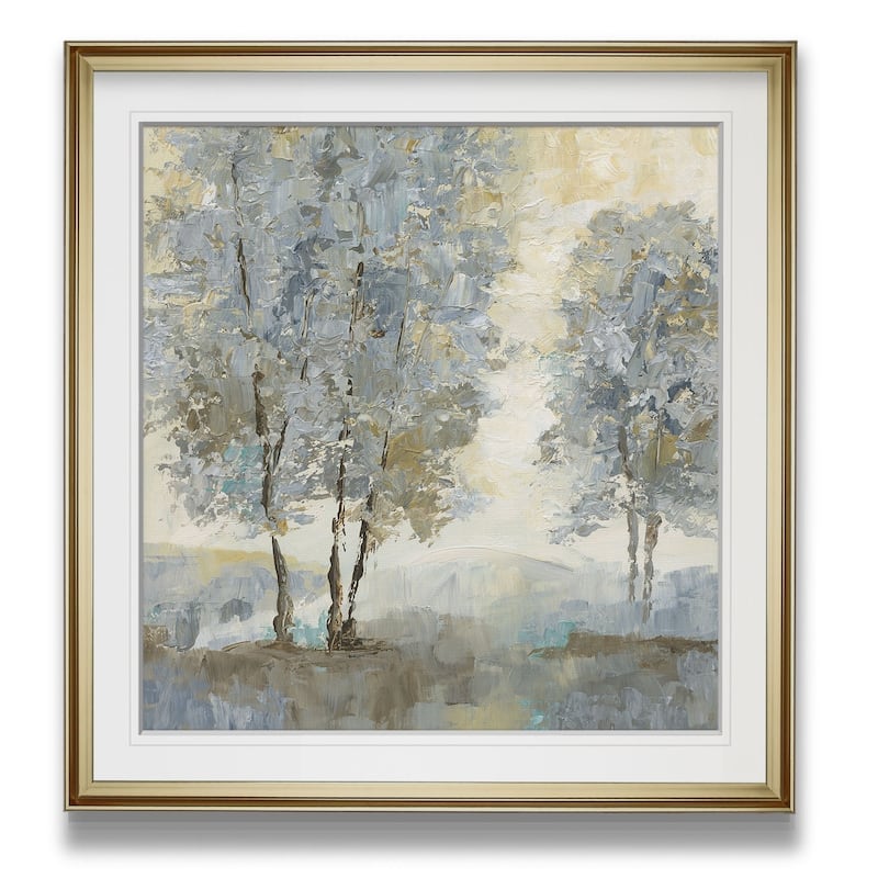 Soft Sentinel II -Custom Framed Print - blue, white, grey, yellow, green, silver, gold