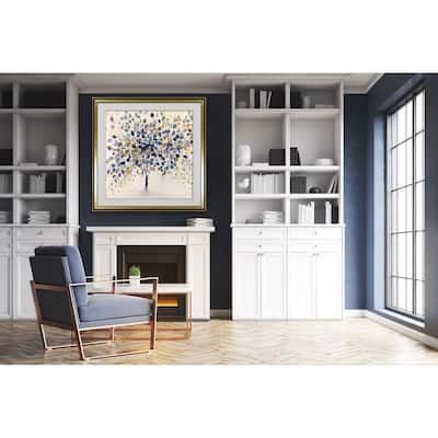 Past Autumn -Custom Framed Print - blue, white, grey, yellow, green, silver, gold