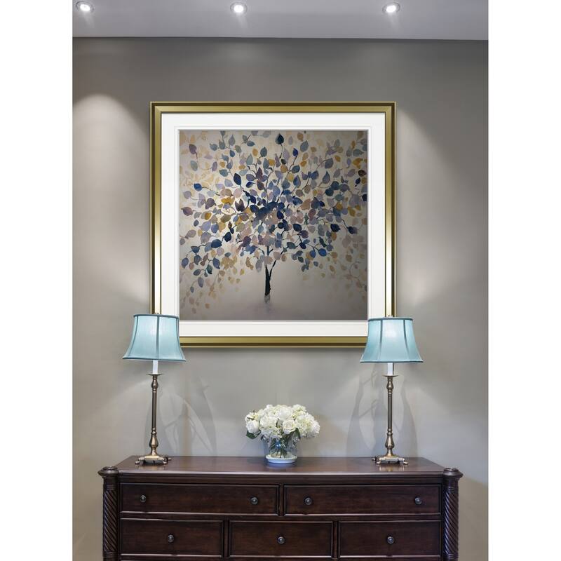 Past Autumn -Custom Framed Print - blue, white, grey, yellow, green, silver, gold