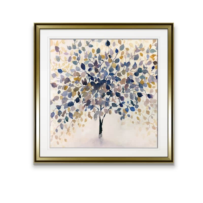 Past Autumn -Custom Framed Print - blue, white, grey, yellow, green, silver, gold