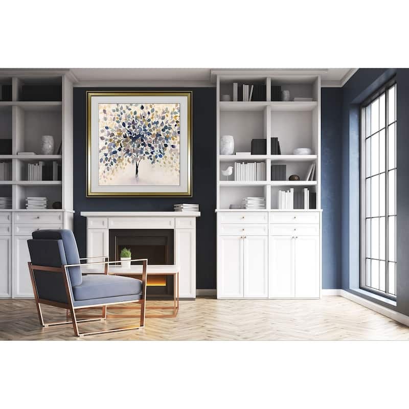 Past Autumn -Custom Framed Print - blue, white, grey, yellow, green, silver, gold