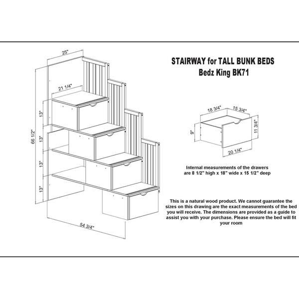 Shop Bedz King Espresso Pine Full Over Full Stairway Bunk Beds