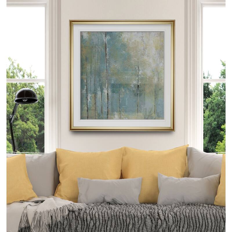 Whispering Light -Custom Framed Print - blue, white, grey, yellow, green, silver, gold
