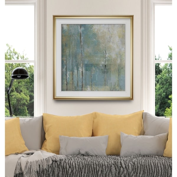 Whispering Light -Custom Framed Print - blue, white, grey, yellow, green, silver, gold