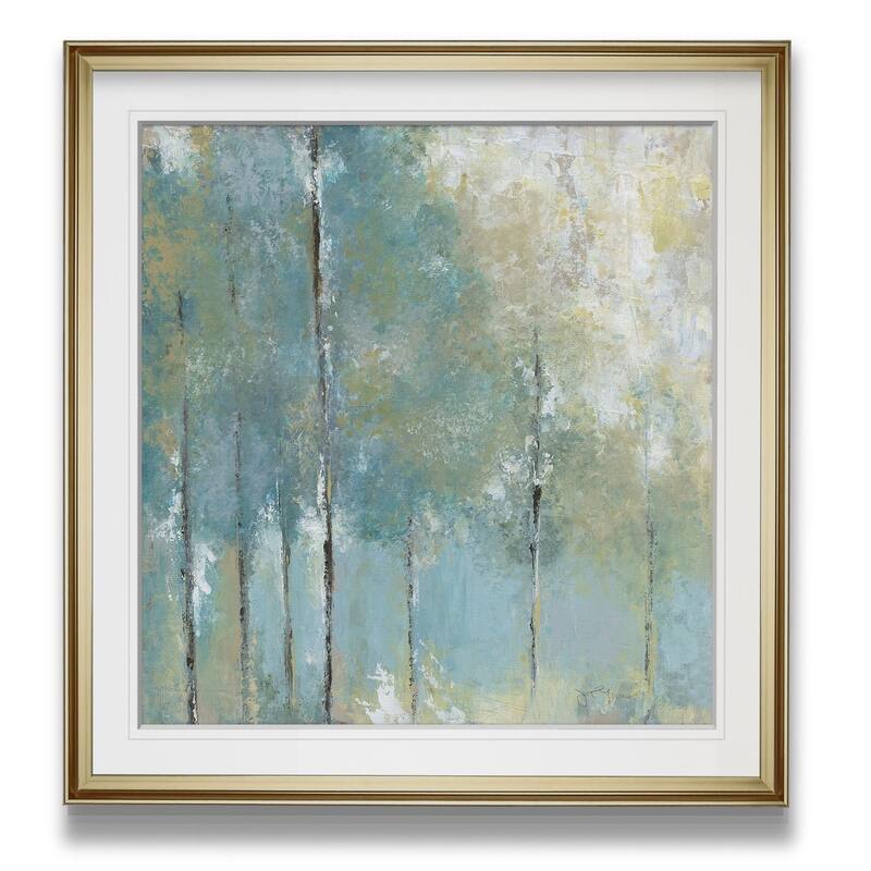 Whispering Light -Custom Framed Print - blue, white, grey, yellow, green, silver, gold