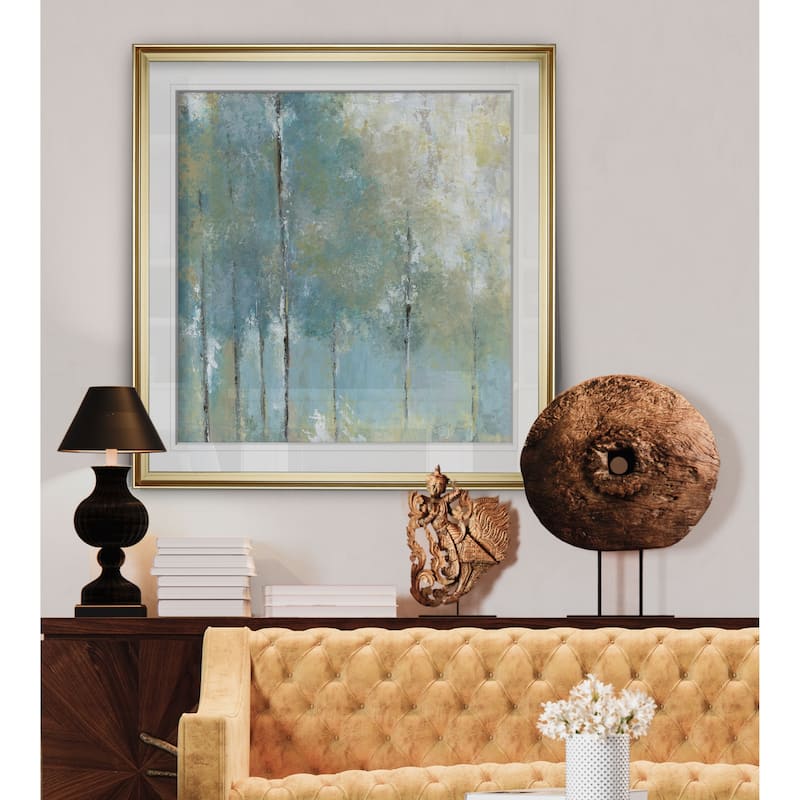 Whispering Light -Custom Framed Print - blue, white, grey, yellow, green, silver, gold