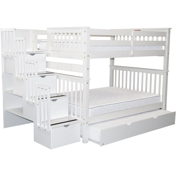 Shop Bedz King Stairway Full over Full Bunk Beds with Twin ...