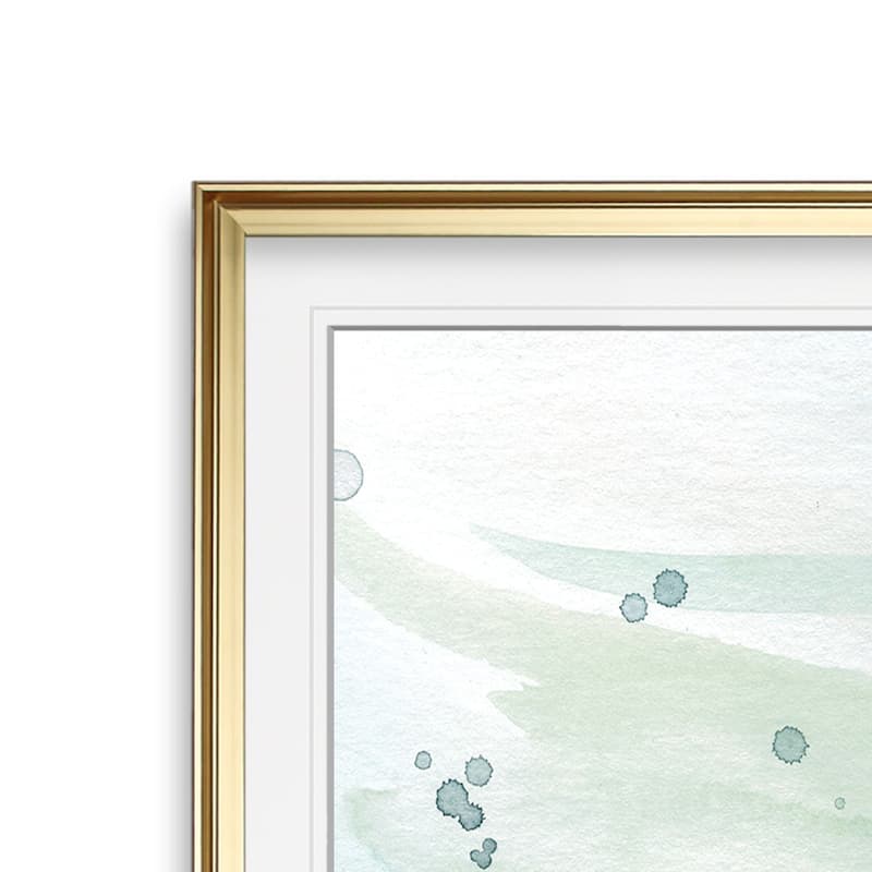 Turtle Tropics II -Custom Framed Print - blue, white, grey, yellow, green, silver, gold