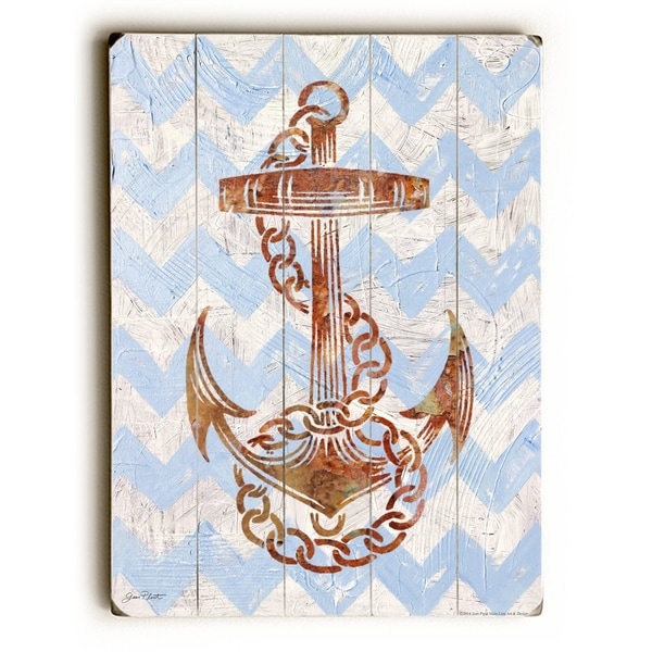 Anchors Away - Planked Wood Wall Decor by Jean Plout