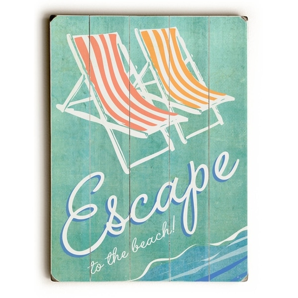 Escape to the beach - Planked Wood Wall Decor by Peter Horjus