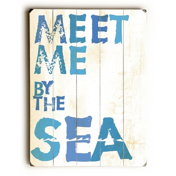 Meet me by the sea - Planked Wood Wall Decor by Peter Horjus