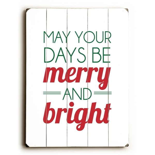 Merry and Bright - Planked Wood Wall Decor by Amanda Catherine