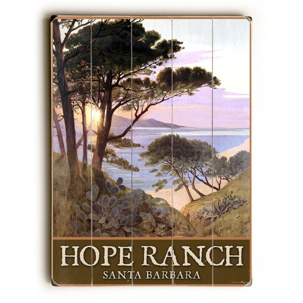 Hope Ranch Beach Santa Barbara Poster - Planked Wood Wall Decor by Posters Please