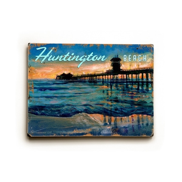Huntington Beach Pier - Planked Wood Wall Decor by Wade Koniakowsky