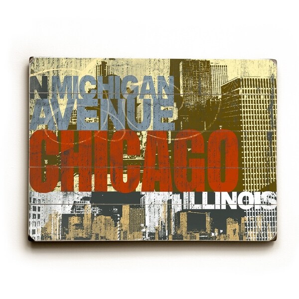Chicago Michigan ave 2 - Planked Wood Wall Decor by Cory Steffen