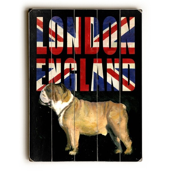 London Bulldog - Planked Wood Wall Decor by Cory Steffen