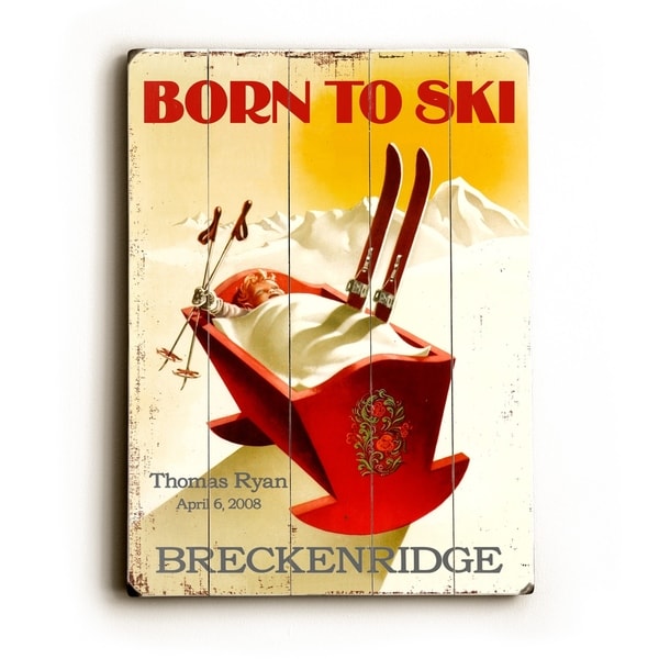 Born To Ski - Planked Wood Wall Decor by Posters Please