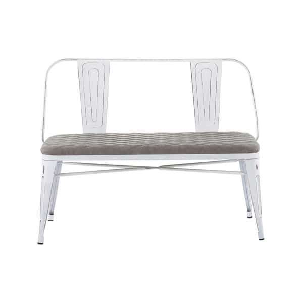 slide 8 of 9, Oregon Industrial-Farmhouse Upholstered Bench - N/A vintage white/grey