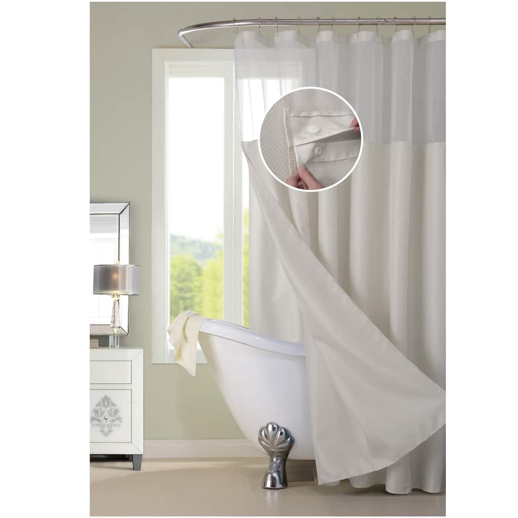 Dainty Home Complete Waterproof Shower Curtain with Detachable Liner in Off-White