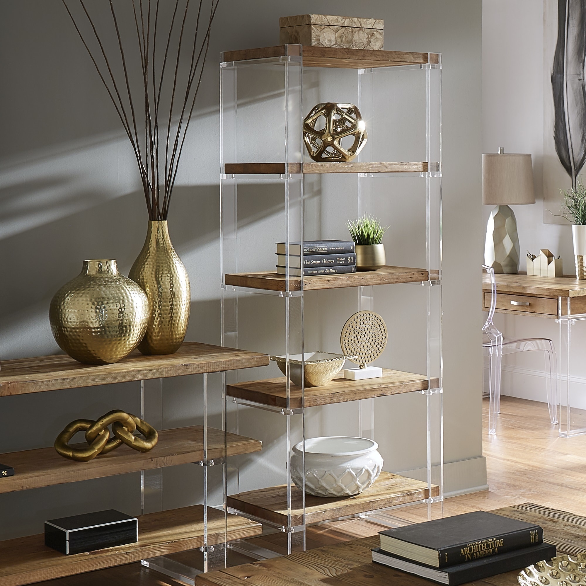 Shop Annika Reclaimed Wood And Acrylic Bookshelf By Inspire Q