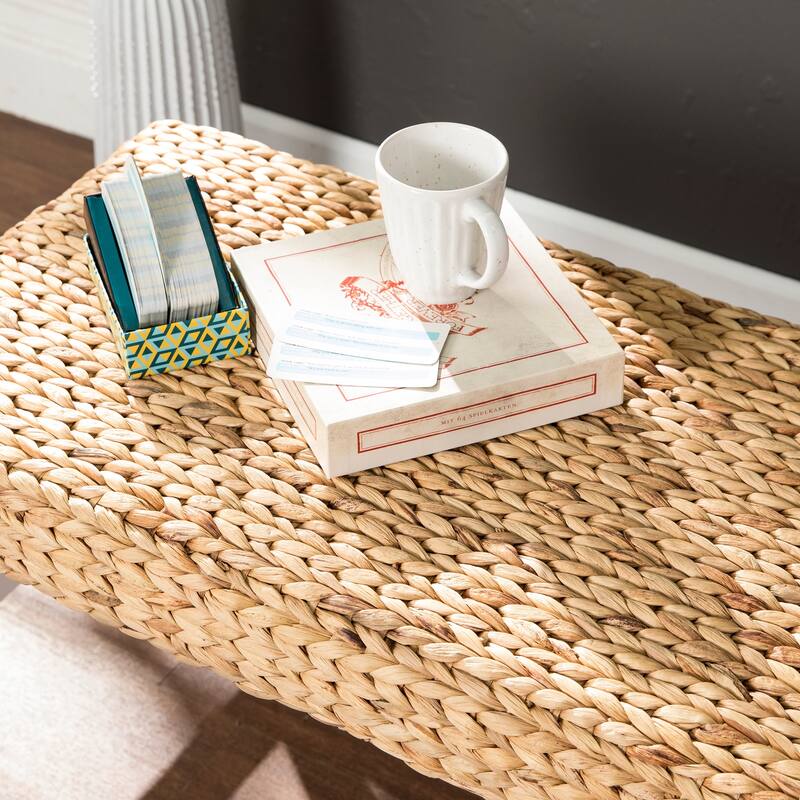 SEI Furniture Terraza White Woven Coffee Table Bench